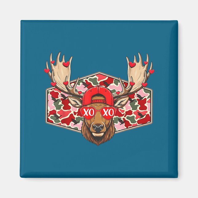 Funny Deer Hunting Buck Camo Valentines Day Men Wo Magnet (Front)