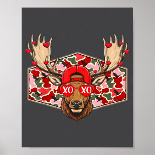 Funny Deer Hunting Buck Camo Valentines Day Men Wo Poster