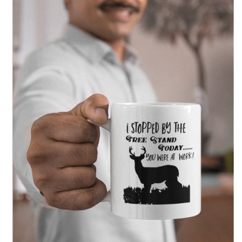Funny Deer Hunting Tree Stand Sports Outdoors Mug by TheShirtBox at Zazzle