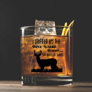Funny Deer Hunting Tree Stand Sports Outdoors Whiskey Glass