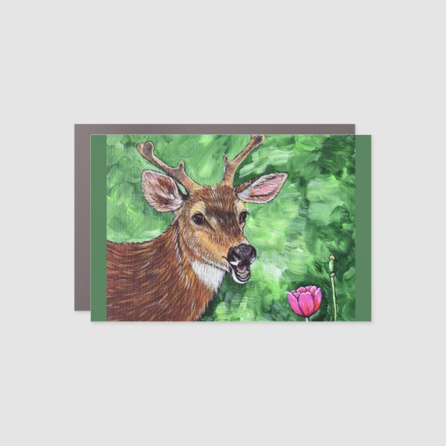 Funny Deer Painting Car Magnet (Front)
