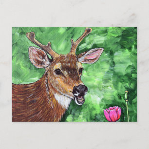 Funny Deer Painting Postcard
