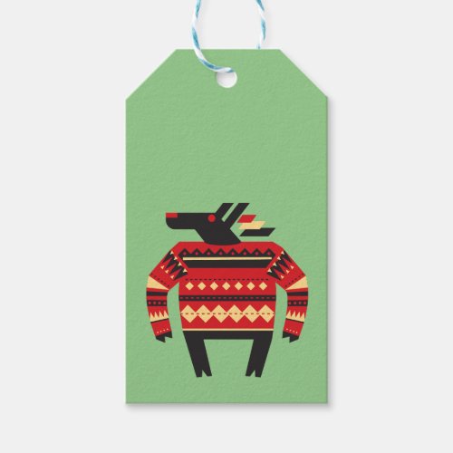 funny deer wearing traditional sweater gift tags