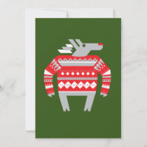 funny deer wearing traditional sweater   holiday card