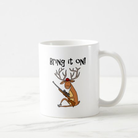 Funny Deer With Hunting Rifle And Cap Coffee Mug
