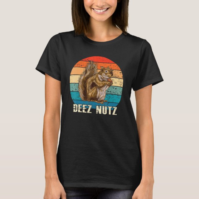 Funny Deez Nut Nutcracker Squirrel Deez Nutz Retro T-Shirt (Front)