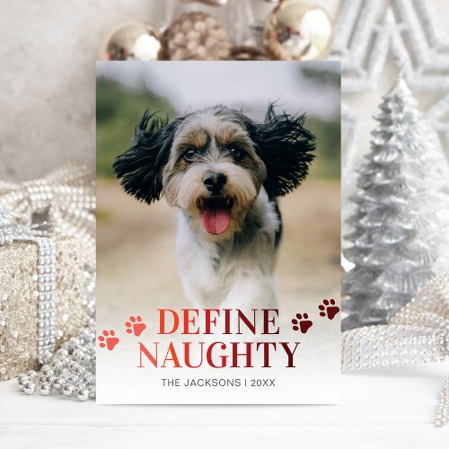Funny Define Naughty Photo Christmas Holiday Card