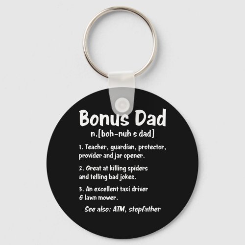 Funny Definition About Bonus Dad Keychain