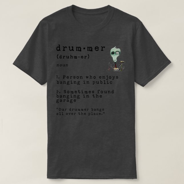 Funny Definition Funny Drummer Definition Dark Mus T-Shirt (Design Front)