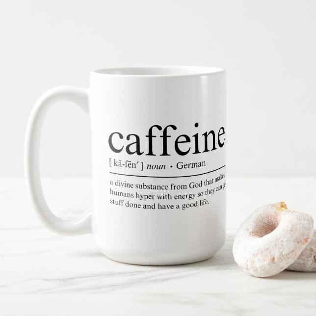 Funny Definition of Caffeine Coffee Mug (With Donut)