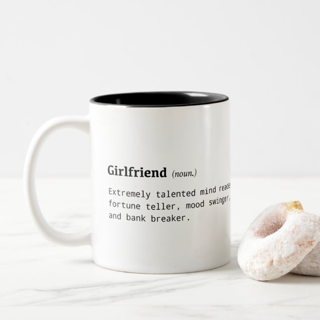 Funny definition of girlfriend Two-Tone coffee mug (With Donut)