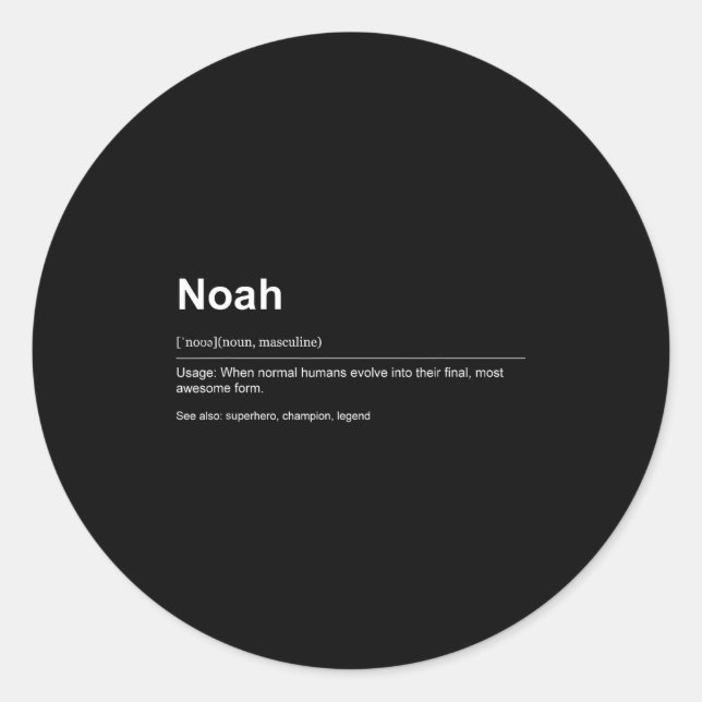 Funny Definition Quote For The Name Noah _  Classic Round Sticker (Front)
