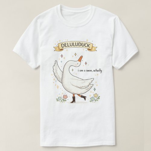 Funny Deluluduck Swan Cute Duck Boots Sparkle Art T-Shirt