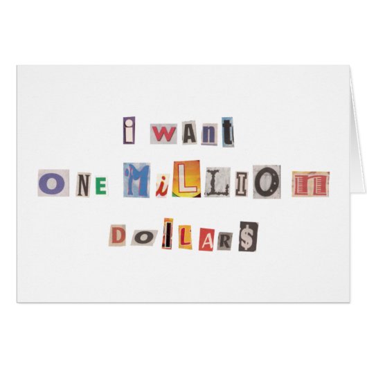 Funny Demand For Money Ransom Note Collage Cards (Front Horizontal)