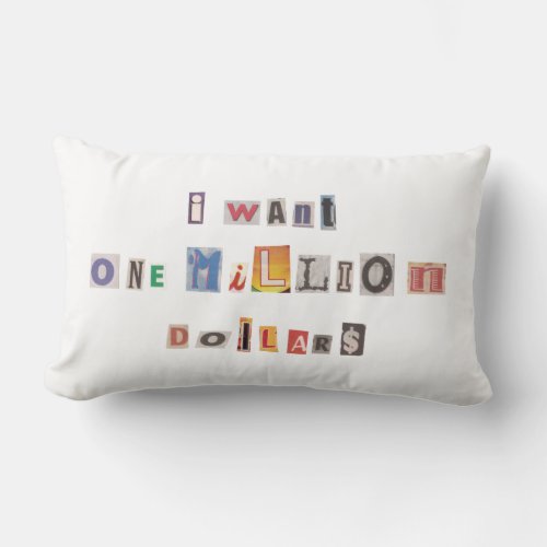 Funny Demand For Money Ransom Note Collage Lumbar Pillow