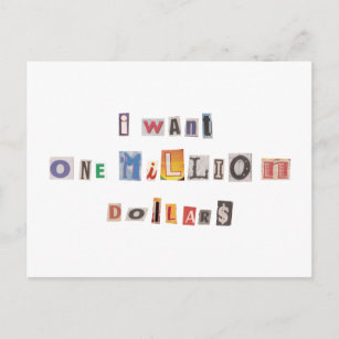 Funny Demand For Money Ransom Note Collage Postcard