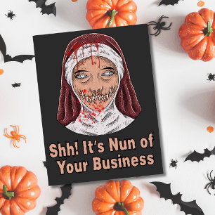 Funny Demon Nun of Your Business Halloween Holiday Postcard