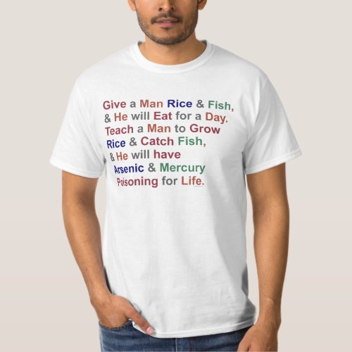 Funny Demotivational Proverb Rice Fish Humor T_Shirt