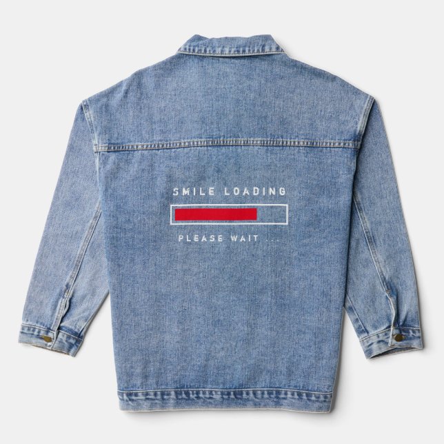 Funny Denim Jacket with Text - Smile Loading (Back)