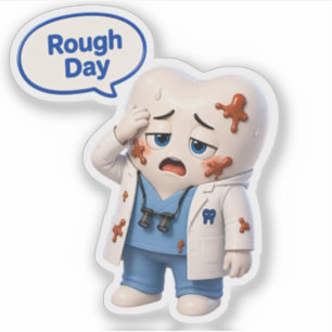 Funny Dental Assistant Rough Day Tooth Sticker