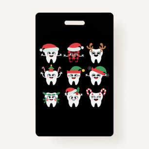 Funny Dental Christmas Teeth Cute Xmas Dentist Badge