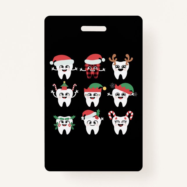 Funny Dental Christmas Teeth Cute Xmas Dentist  Badge (Front)