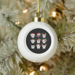 Funny Dental Christmas Teeth Cute Xmas Dentist Ceramic Ball Christmas Ornament