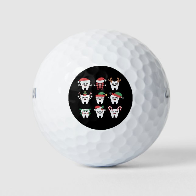 Funny Dental Christmas Teeth Cute Xmas Dentist  Golf Balls (Front)