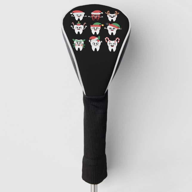 Funny Dental Christmas Teeth Cute Xmas Dentist  Golf Head Cover (Front)