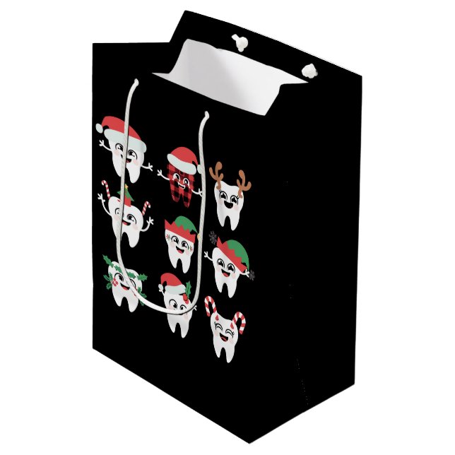 Funny Dental Christmas Teeth Cute Xmas Dentist  Medium Gift Bag (Front Angled)