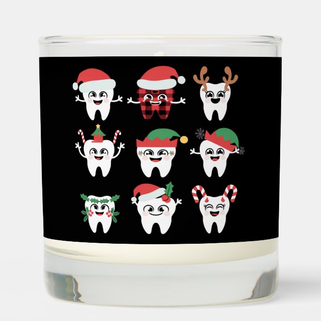 Funny Dental Christmas Teeth Cute Xmas Dentist  Scented Candle (Front)