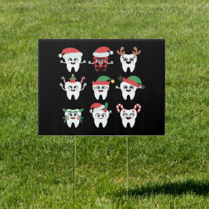 Funny Dental Christmas Teeth Cute Xmas Dentist  Sign