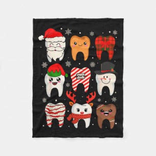 Funny Dental Christmas Teeth Cute Xmas Dentist Squ Fleece Blanket