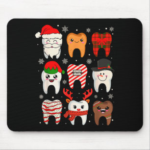 Funny Dental Christmas Teeth Cute Xmas Dentist Squ Mouse Pad