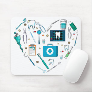 Funny Dental Dentist Tool Heart Mouse Pad