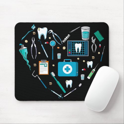 Funny Dental Dentist Tool Heart Mouse Pad