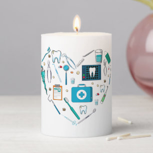 Funny Dental Dentist Tool Heart Pillar Candle