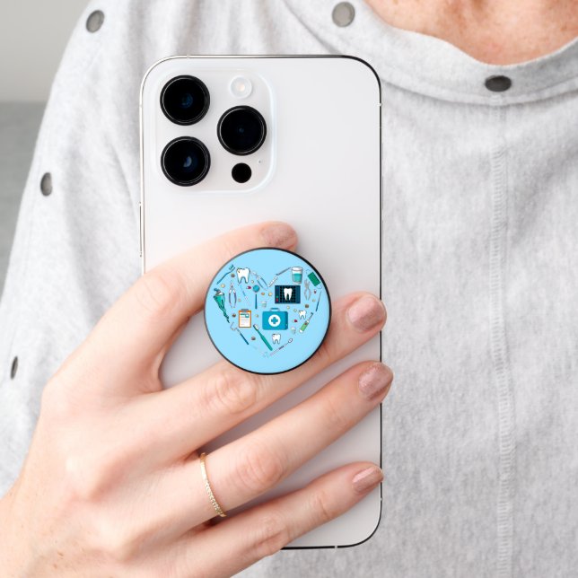 Funny Dental Dentist Tool Heart PopSocket (Hand)