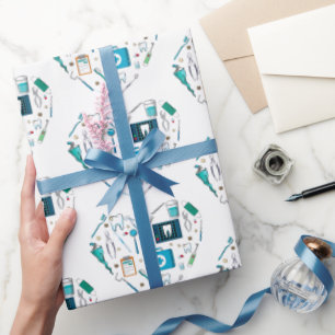 Funny Dental Dentist Tool Heart Wrapping Paper