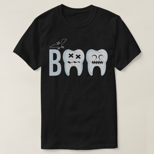 Funny Dental Halloween Boo Hygienist Teeth Assista T-Shirt (Design Front)