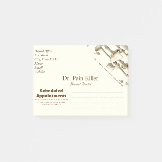 Funny Dental Office Dentist Appointment Reminder Post-it Notes (Front)