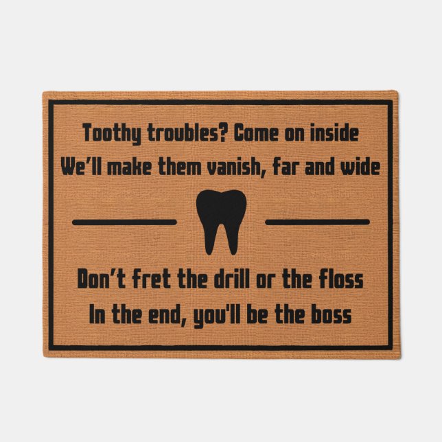 Funny Dental Office Tooth Rustic Brown Minimalist Doormat (Front)