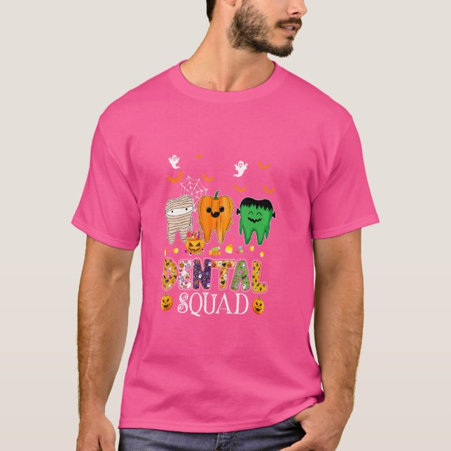 Funny Dental Spooky Squad Costume Denstist Hallowe T-Shirt (Front)