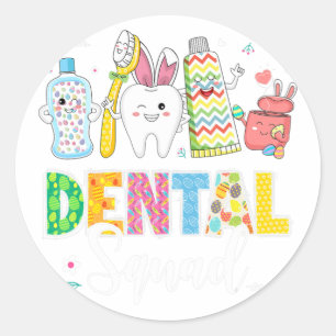 Funny Dental Squad Bunny Dentist Happy Easter Day Classic Round Sticker