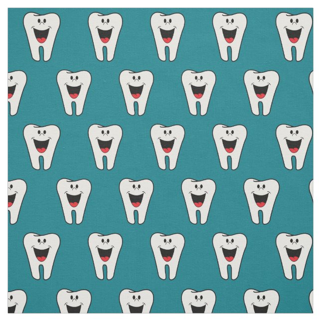 Funny Dentist Cute Tooth Pattern Fabric (Swatch)