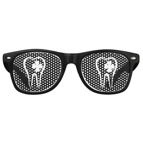 Funny Dentist  Lucky Clover Teeth Retro Sunglasses