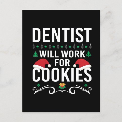 Funny Dentist office Christmas Holiday Postcard