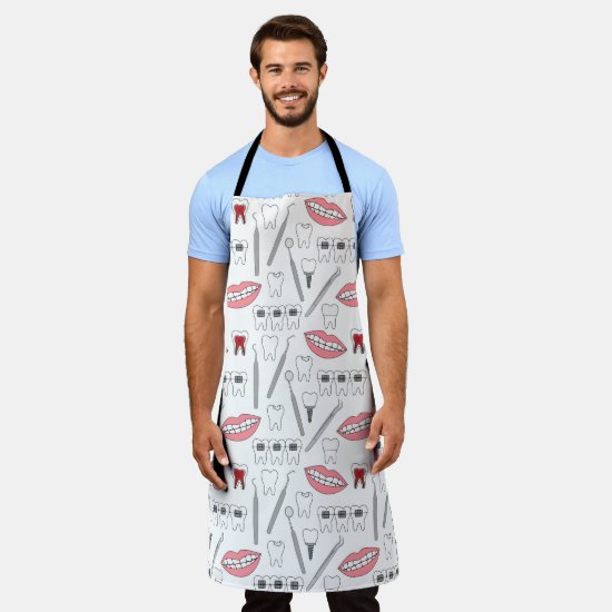 Funny Dentist Pattern All Over Print Apron