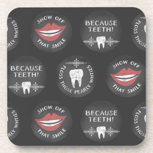 Funny Dentist Pattern _ Cute Dental Hygienist Beverage Coaster