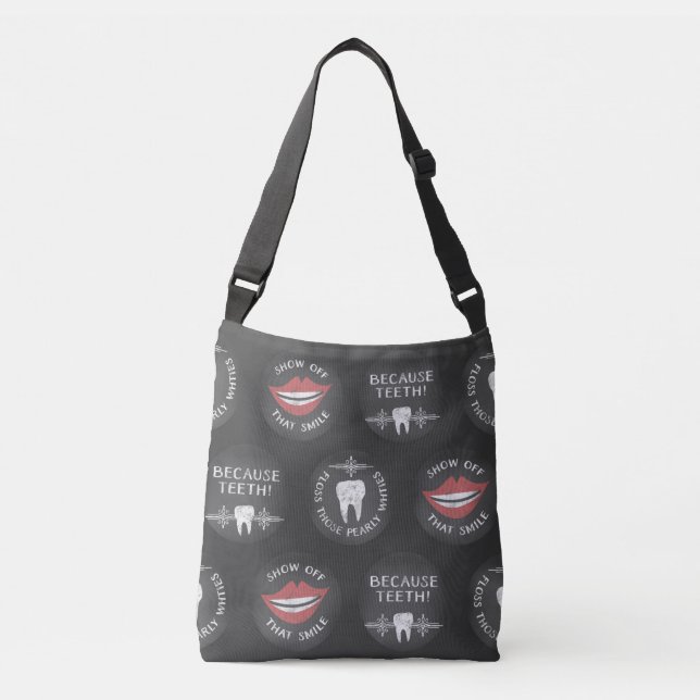 Funny Dentist Pattern - Cute Dental Hygienist Crossbody Bag (Front)